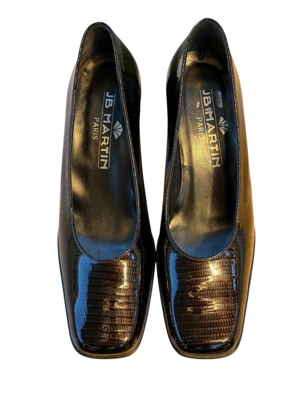 JB Martin Paris Vintage Y2K Faux Croc Patent Leather Pumps Made in France Shoes